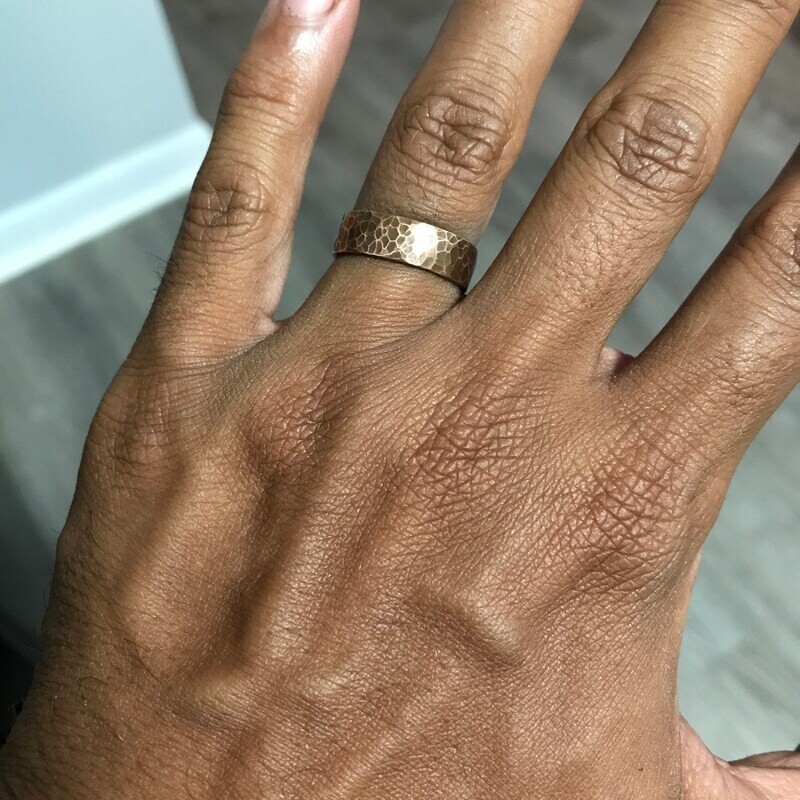 Oxidized Hammered Copper Band, Pure Copper Ring, Flat Unisex Men Women Jewelry