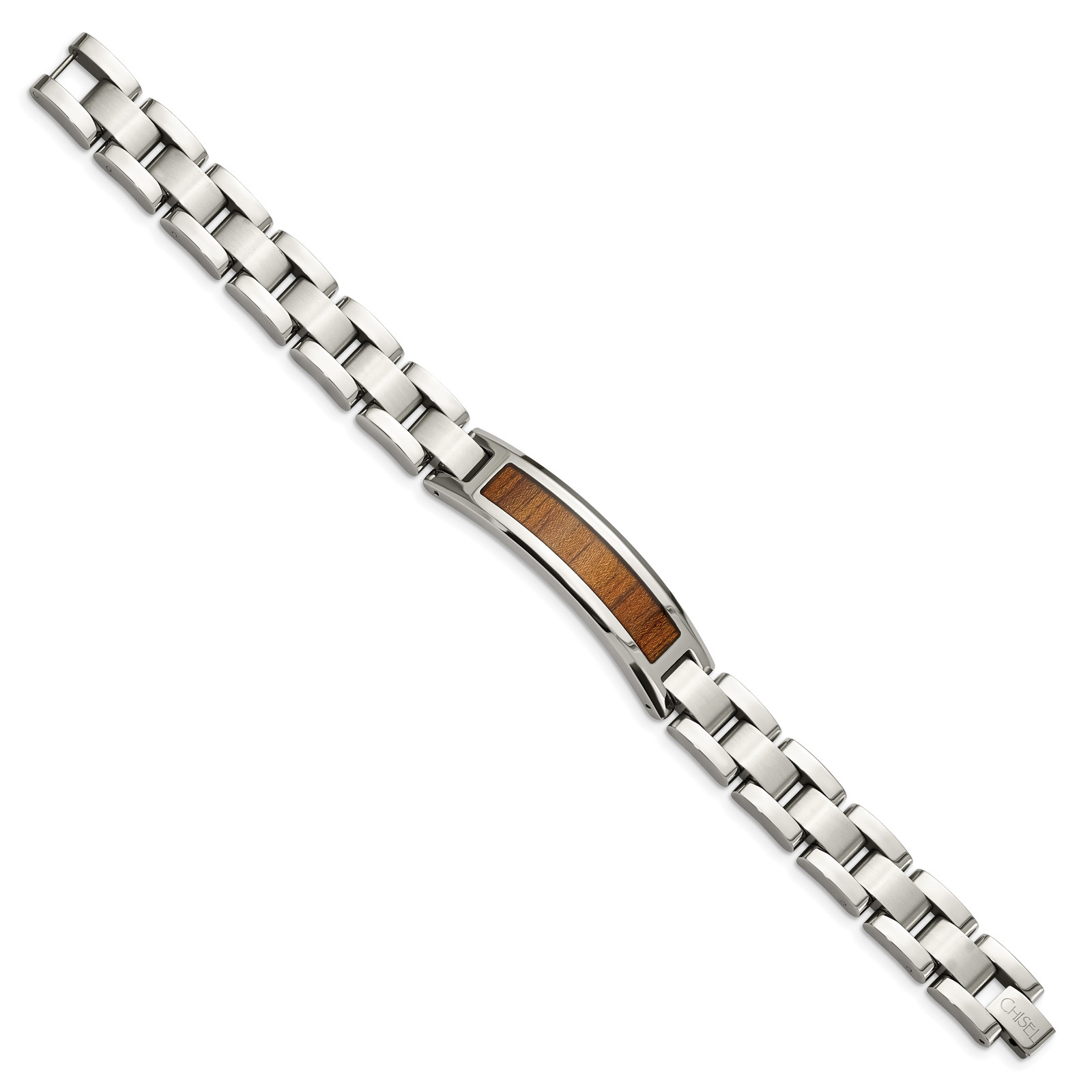 Chisel Stainless Steel Brushed and Polished Enameled with Koa Wood Inlay 8.5in L