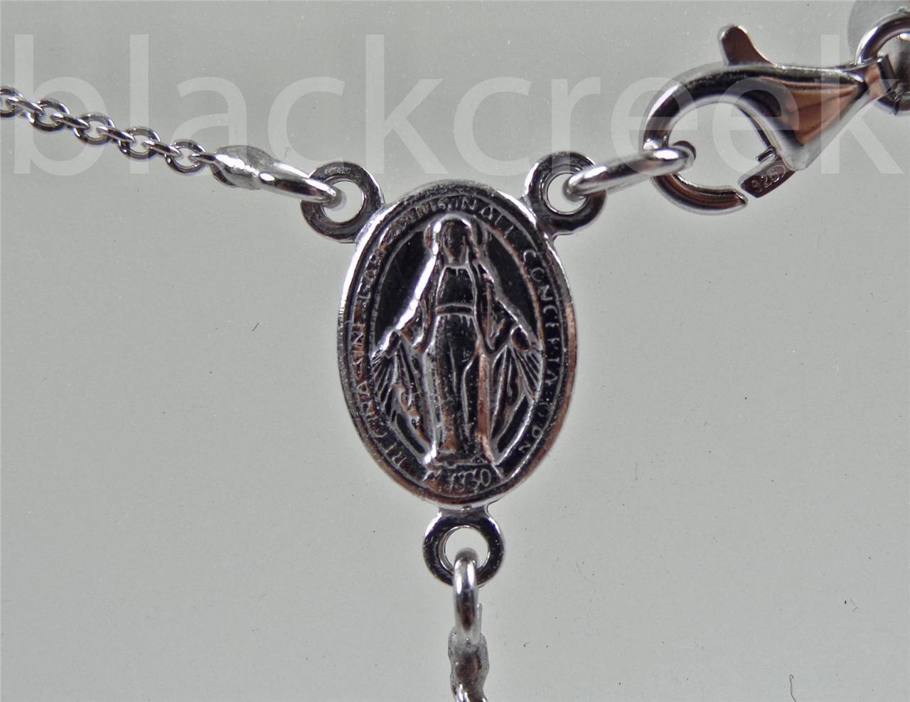 925 Sterling Silver ~ Bead Rosary Necklace ~ Crucifix ~ 16 / 18 / 22 / 24 inches