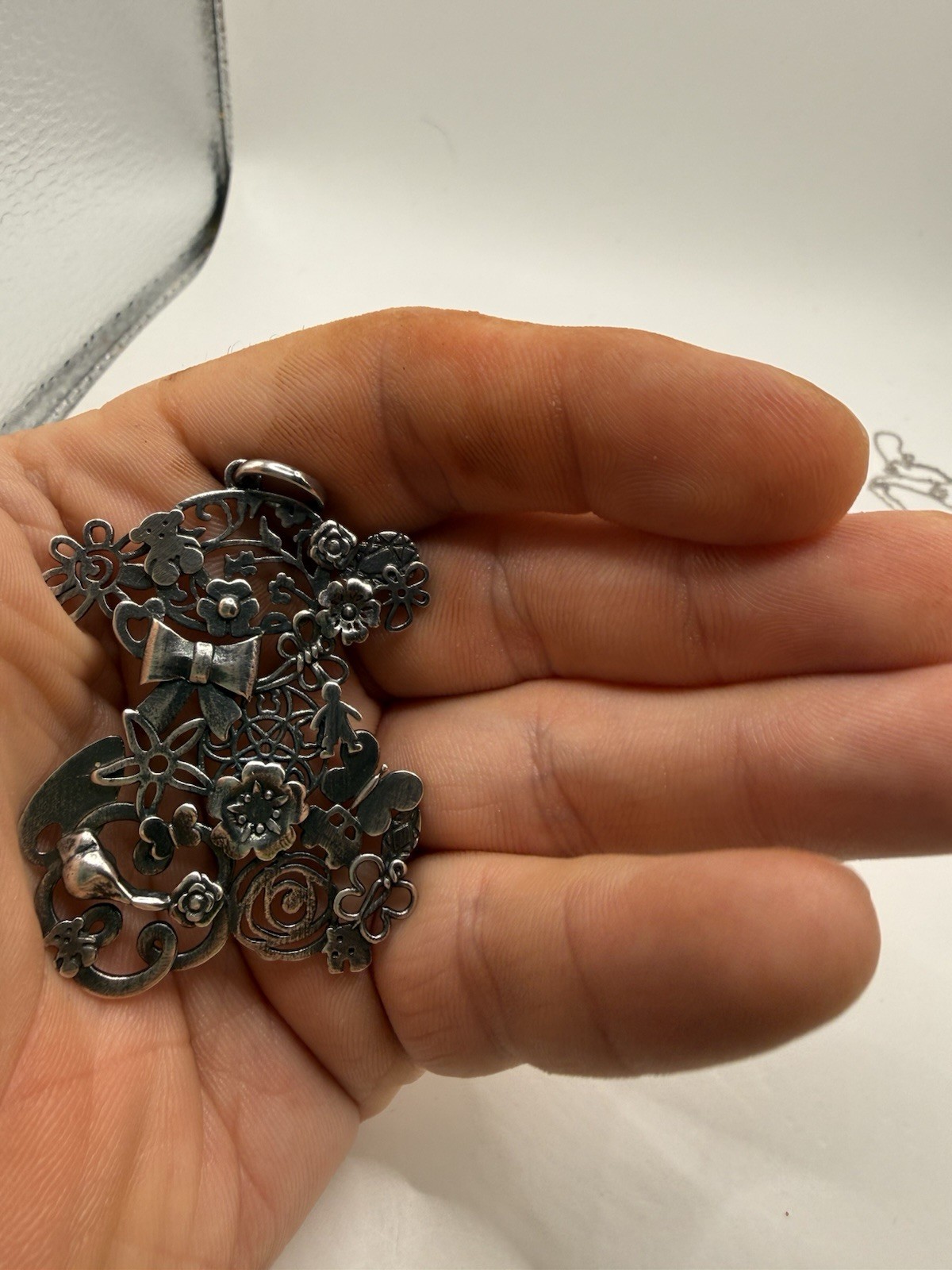 Large Tous 925 Sterling Silver Rare Motif Pendant. New