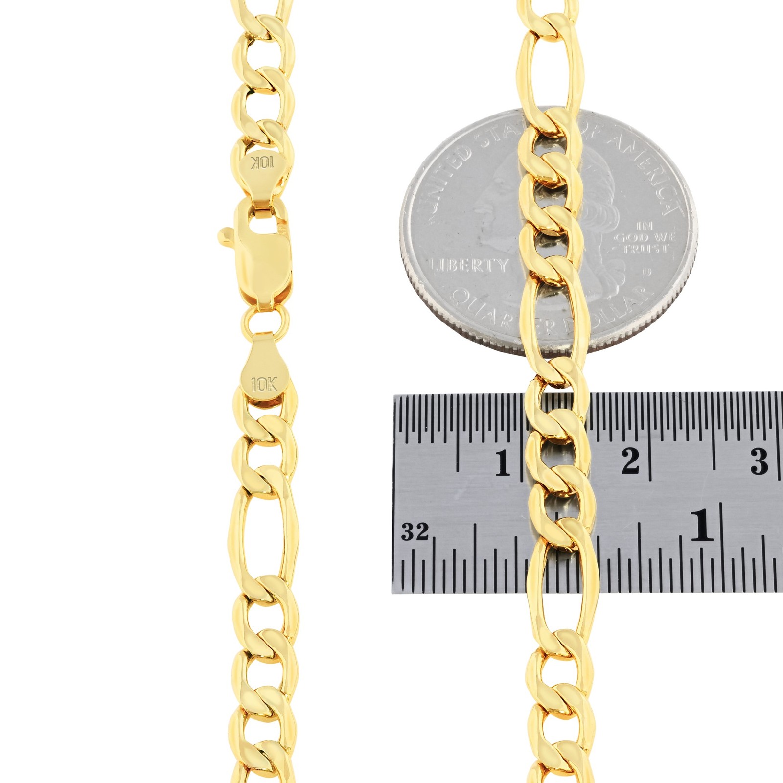 10K Yellow Gold 5.5mm Figaro Chain Italian Link Necklace Men Women 16″-30″