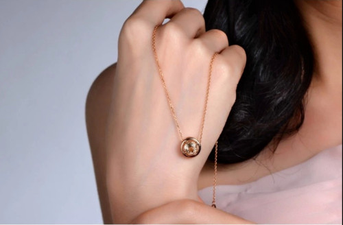 2CtRound Lab Created Morganite Solitaire Pendant 14K Rose Gold Finish Free Chain