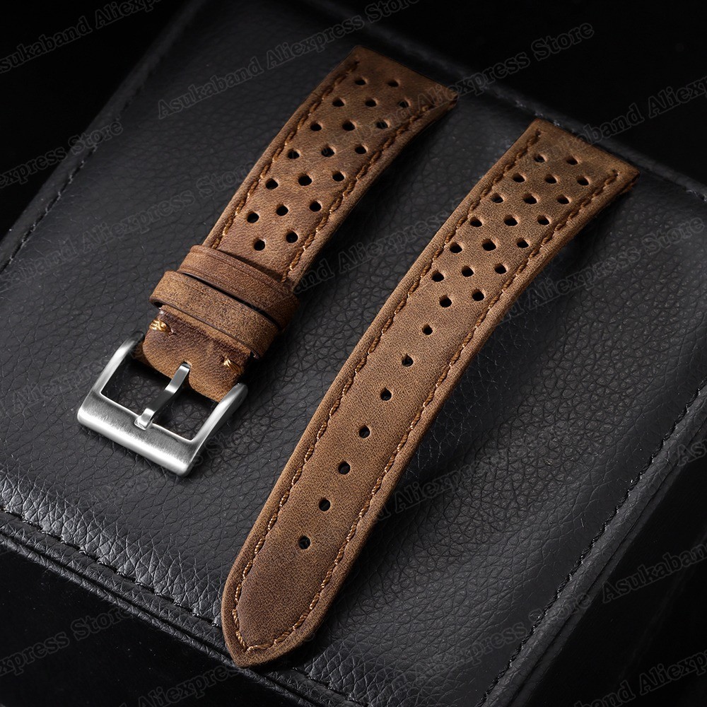 Vintage 70’s Perforated Leather Rally Watch Band Quick Release 18/19/20/22mm
