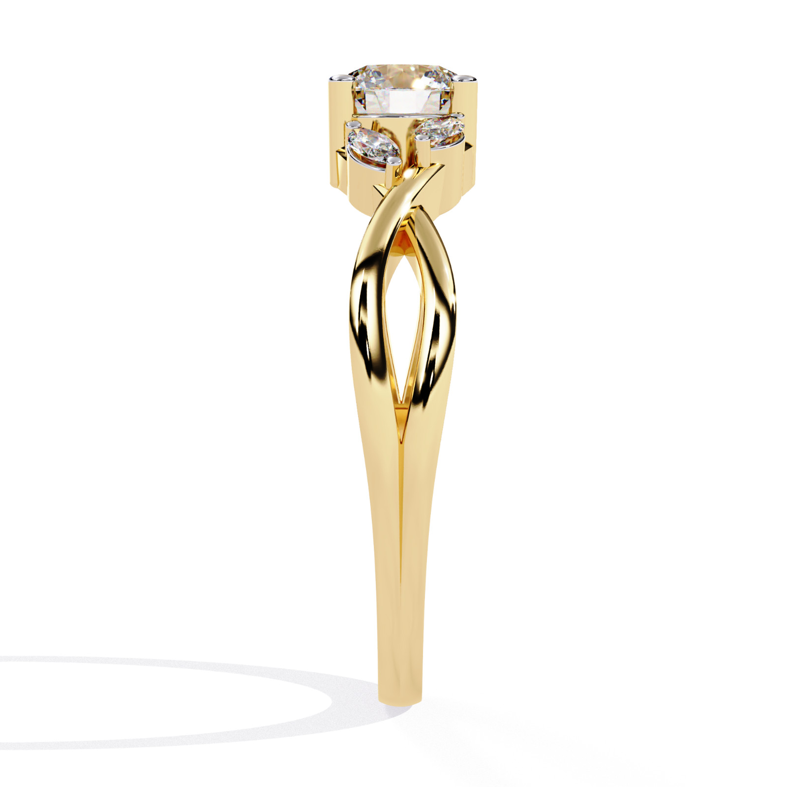 0.55 Ct Lab Grown Diamond Engagement Ring 925Silver Round Marquise Wedding Ring