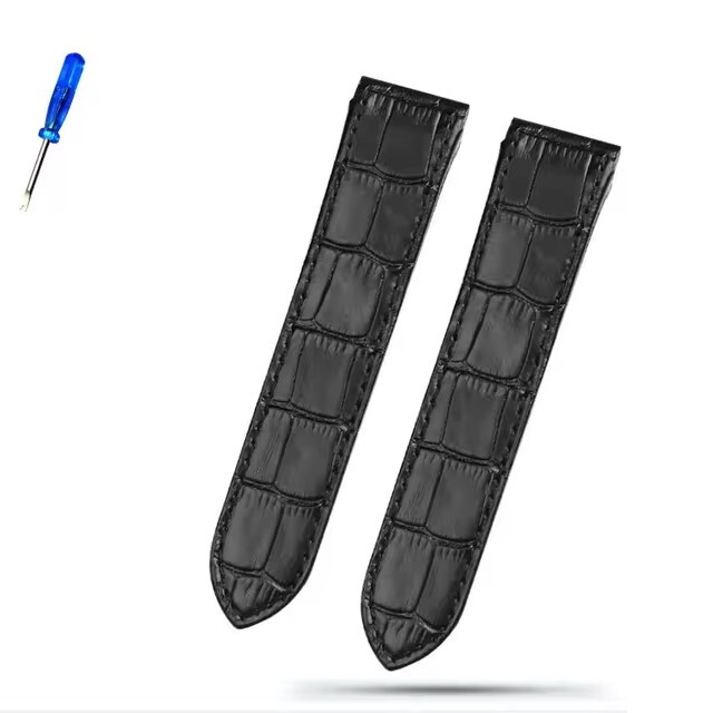 Leather Watch Strap for Cartier Santos 100 Black Brown 20mm 23mm Python