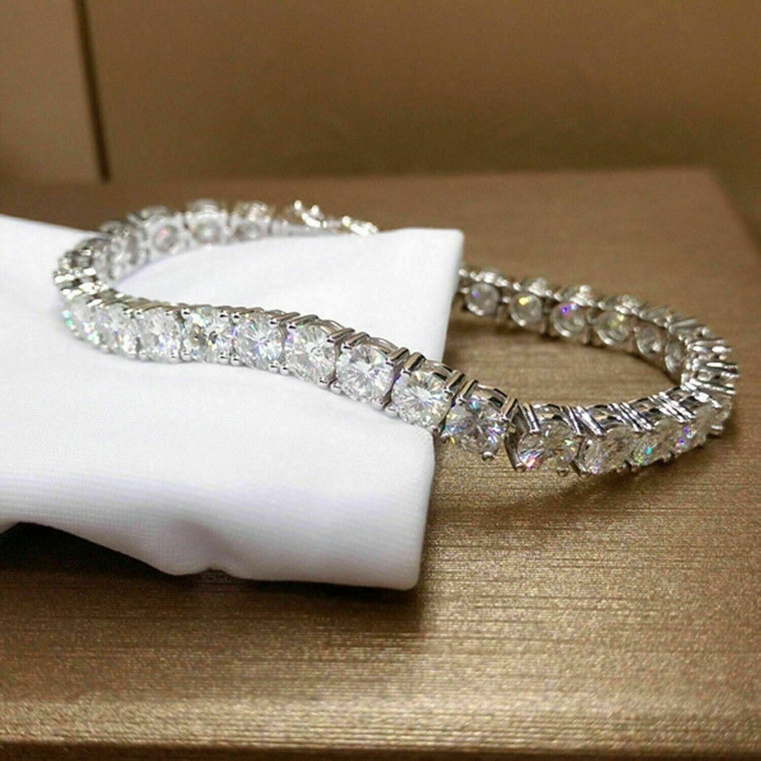 8Ct Round Cut Lab Created Diamond Tennis Bracelet Women’s 14K White Gold Finish
