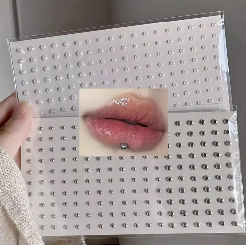 180pcs Face Gems Lip Stud, Fake Piercing Nose Stud Eyebrow Sliver