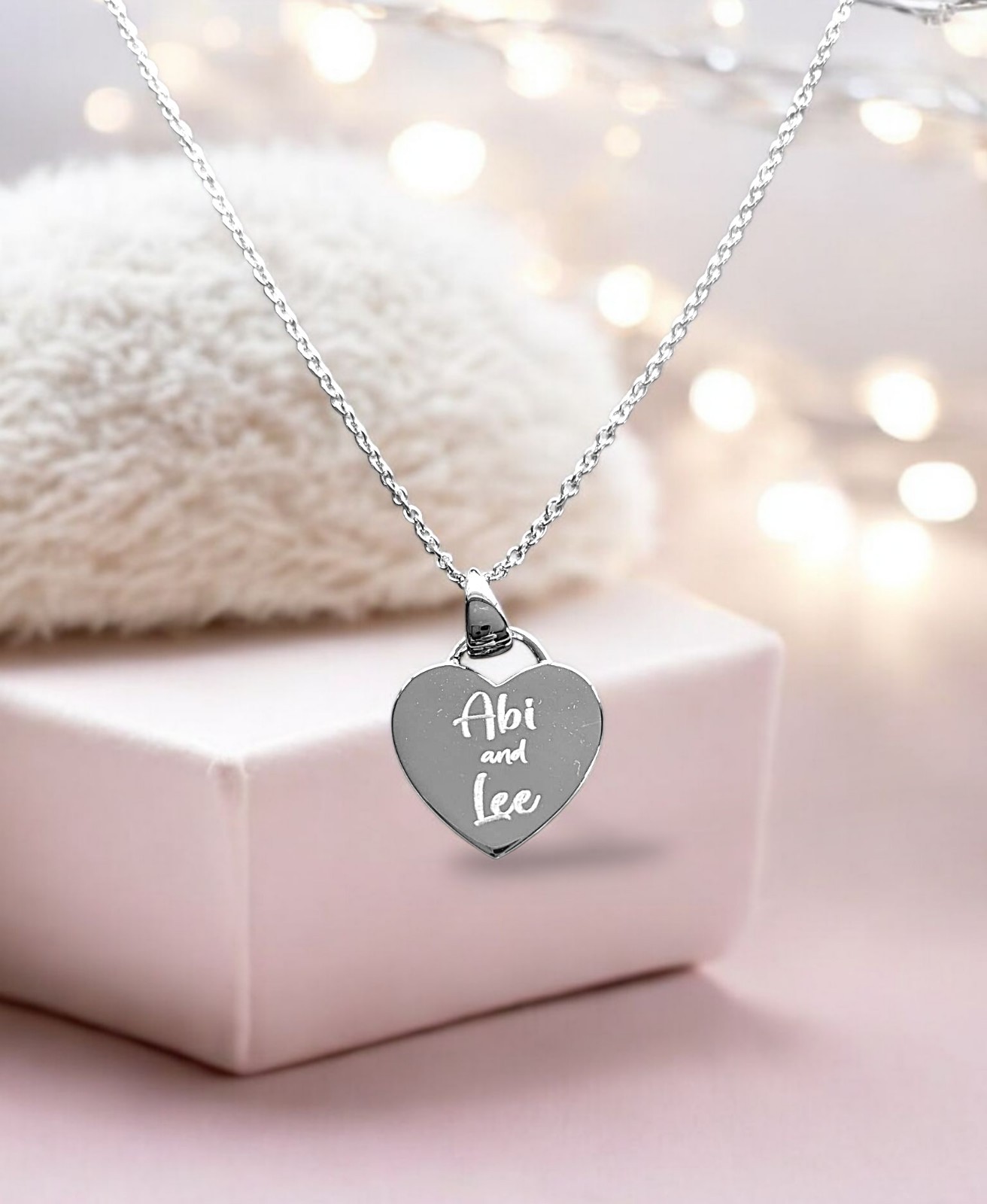 Personalised 925 Sterling Silver Engraved Heart Charm Pendant Necklace Gift
