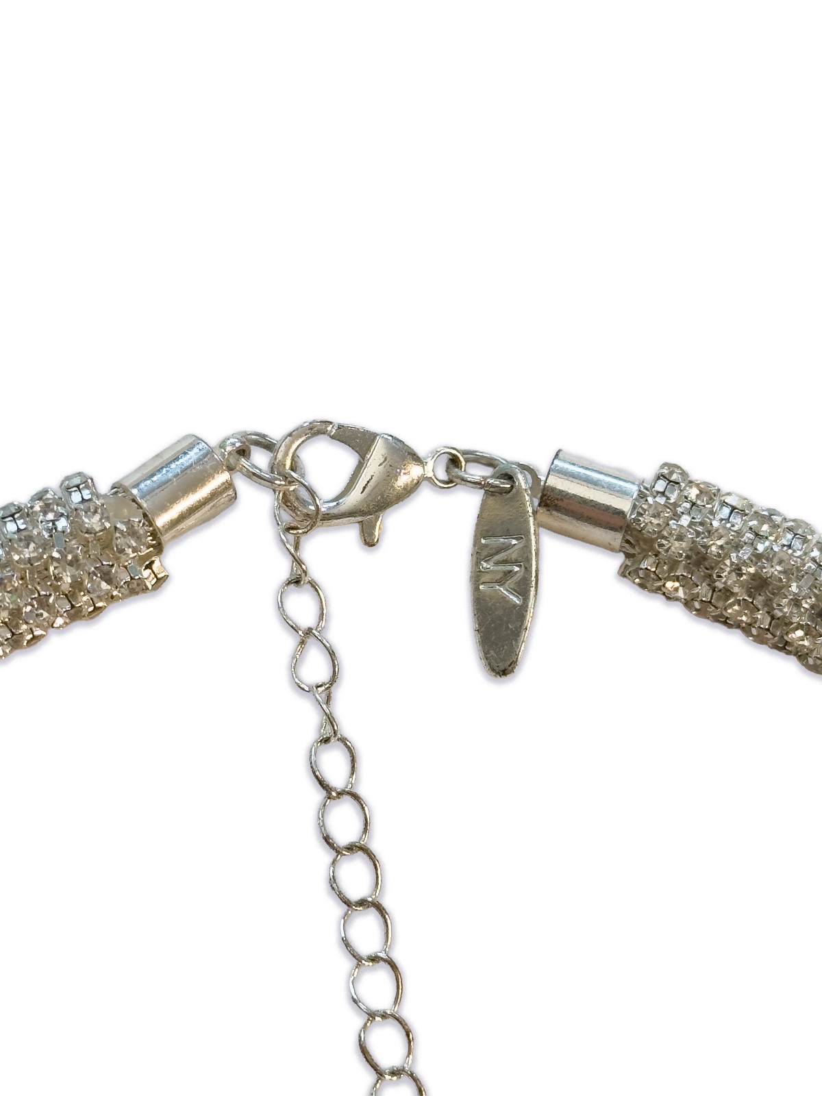 NY Sparkling White Rhinestone Mesh Choker Fashion Necklace