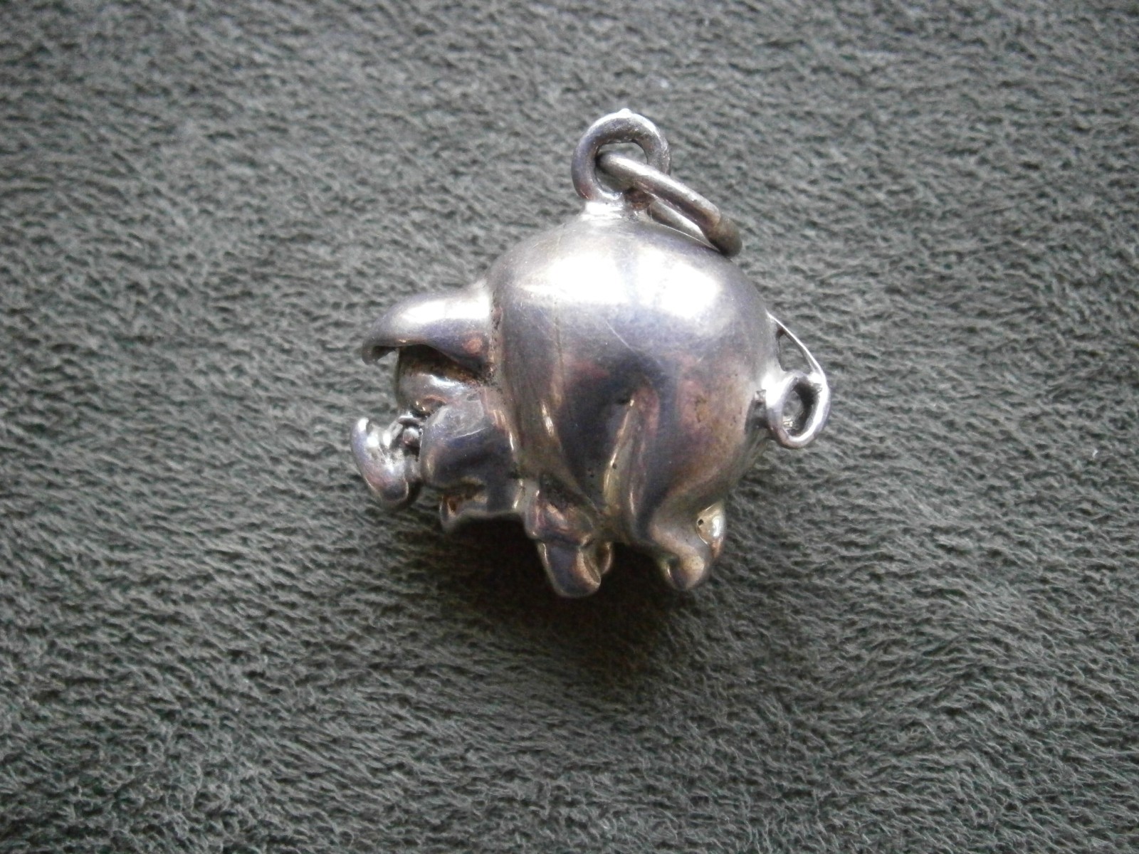 Large Heavy Pig Vintage Solid Sterling Silver Bracelet Charm Pendant 12.0g