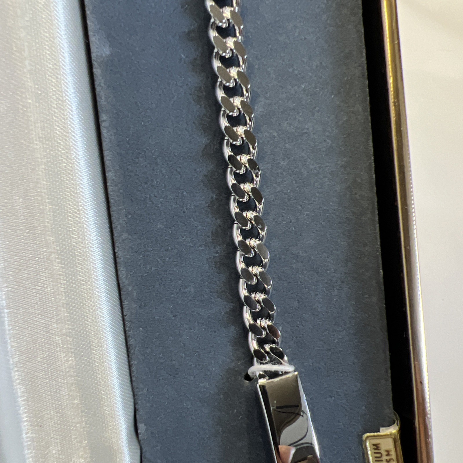 Vintage Speidel Link ID Bracelet Rhodium Finish USA Engravable New In Box