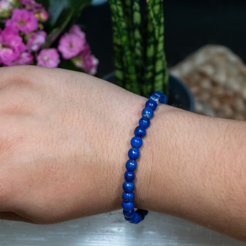 Lapis Lazuli Crystal Gemstone Elastic Dainty Bracelet Minimalist 4mm Round Beads