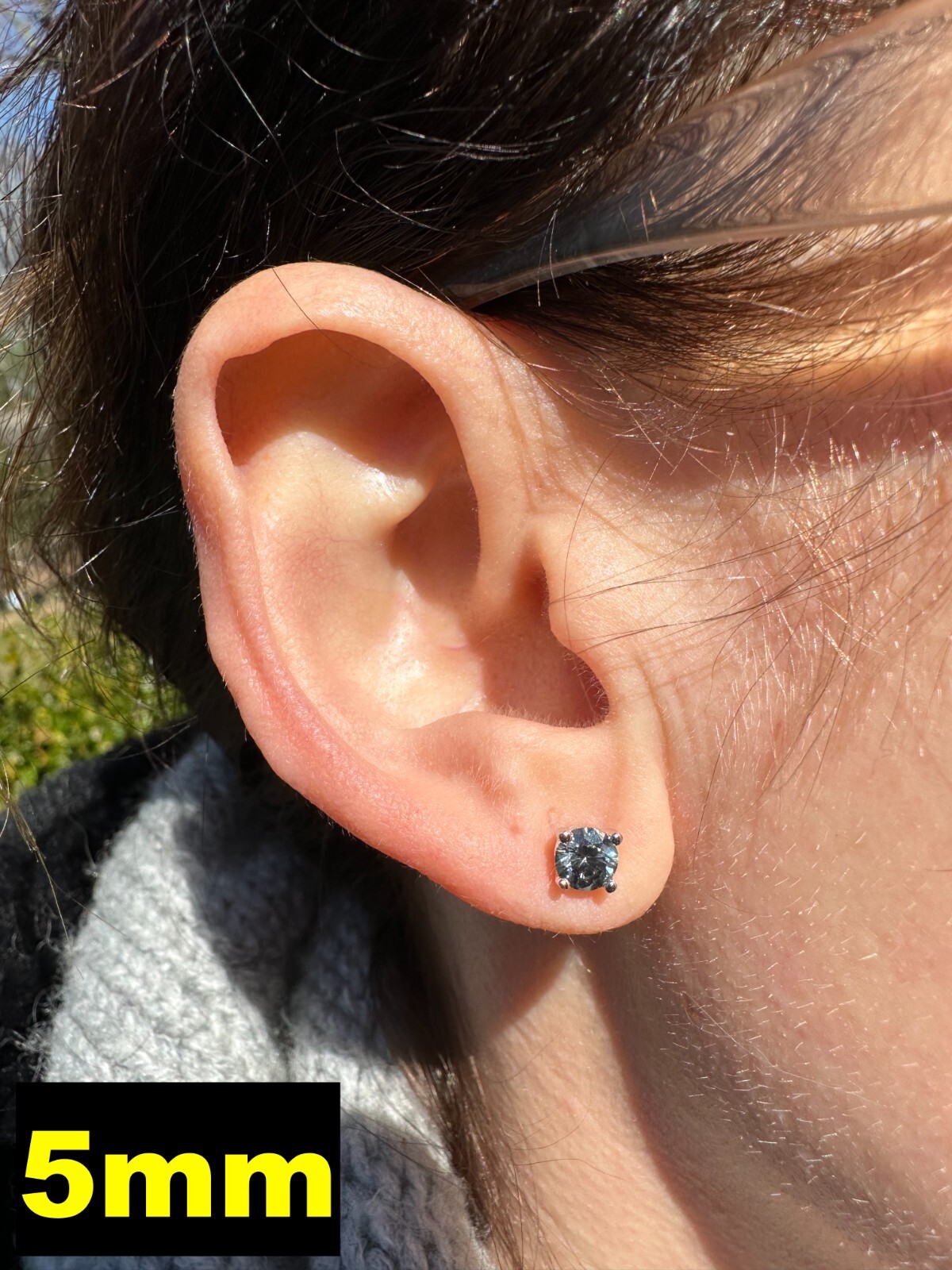 Real Blue Gray Moissanite Screwback Stud Earrings 925 Silver 3-8mm Iced Tester ✅