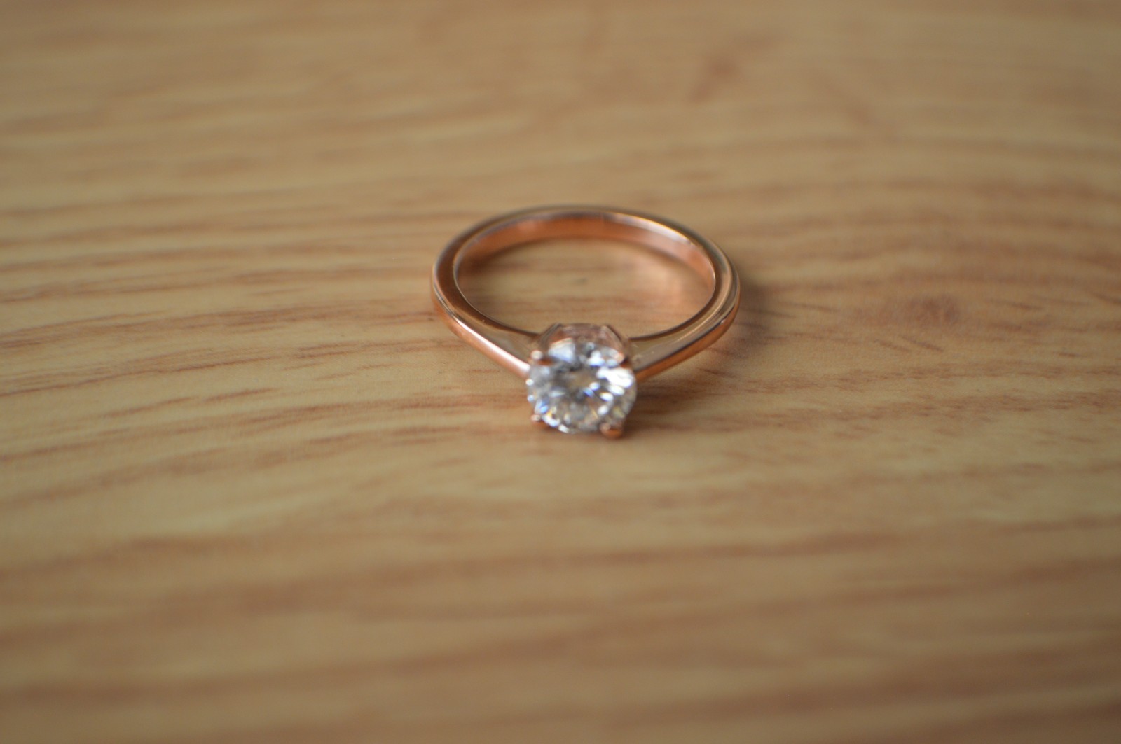 0.75ct Moissanite Solitaire Ring 18k Rose Gold Plated over Fine Silver Size 5