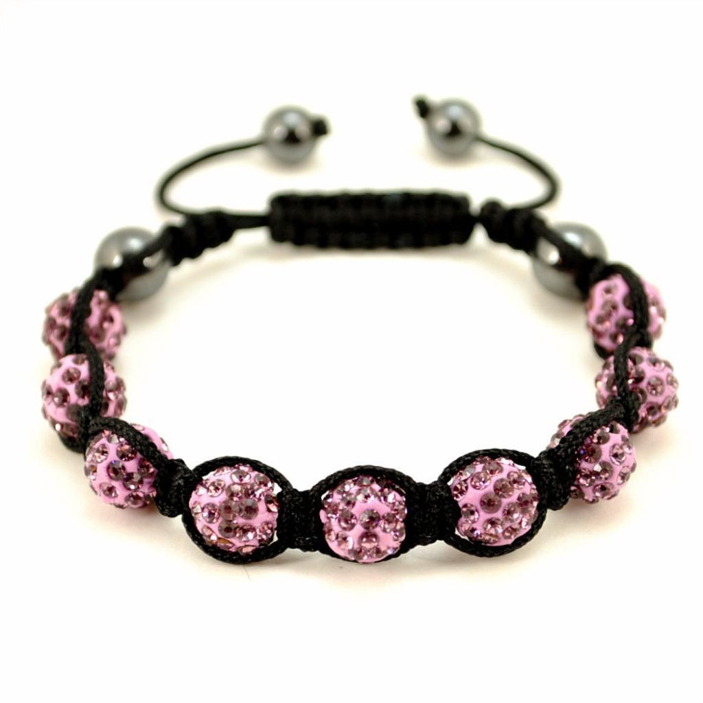 SPARKLING CRYSTAL BEAD BRACELET 10mm Shamballa Style Pave Disco Ball Hip Hop NEW