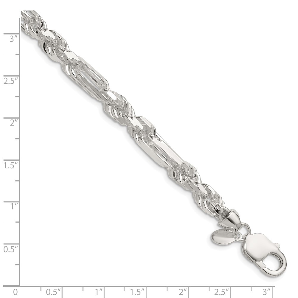Sterling Silver 7mm Diamond-Cut Figarope Chain