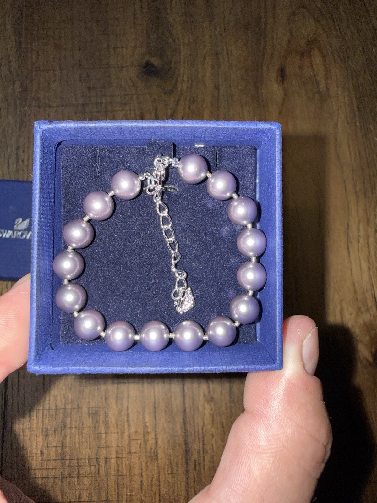 Swarovski Purple Beaded Charm Bracelet Adjustable Lobster Cable Chain