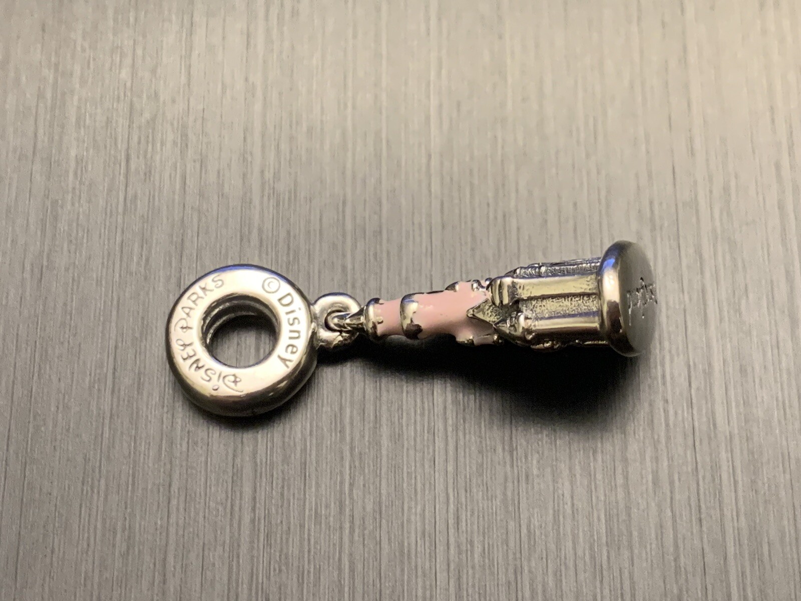 Genuine Pandora Silver S925 Disneyland Pink Sleeping Beauty Castle Dangle Charm
