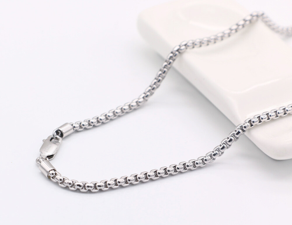 Solid 925 Sterling Silver 3mm Round Box Chain Necklace 18″-28″ for Women & Men