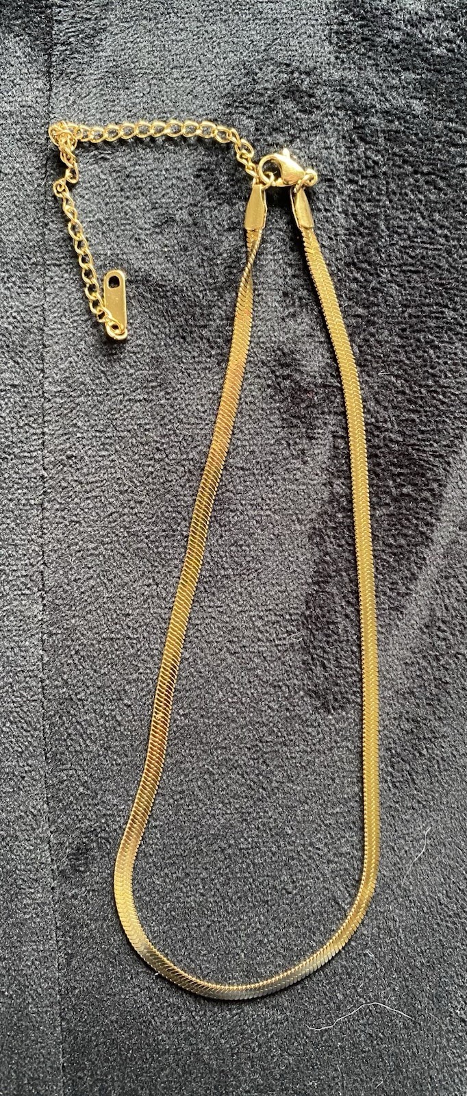 18K Solid Gold Herringbone Chain Necklace 10” 4mm Lobster Clasp