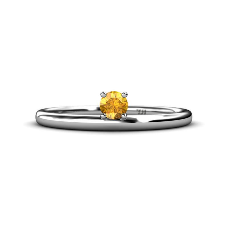 Round Citrine 4.00 mm Asymmetrical Stackable Ring 14K Gold JP:231136