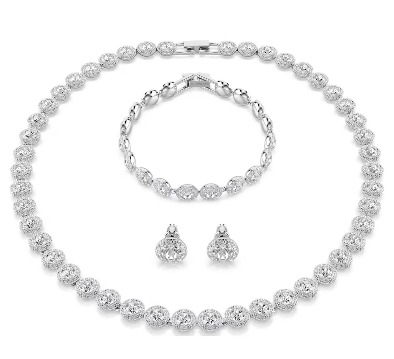 SWAROVSKI Una Angelic Rhodium Plated Necklace, Earring, & Bracelet Set (5367853)