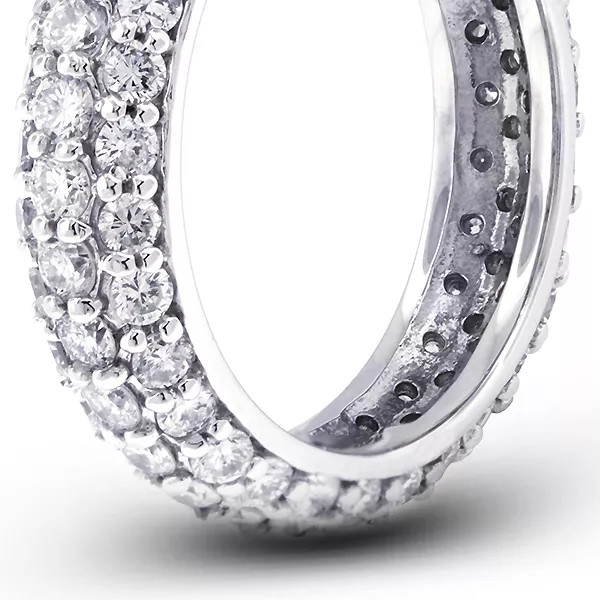 Eternity Wedding Ring Classic Solid 14K Gold 1.35 CT Round Natural Diamond F VS2