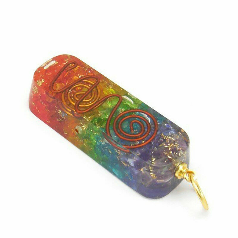 7 Chakra Orgone Energy Generator Pendant Copper Coil Orgonite Necklace HANDMADE