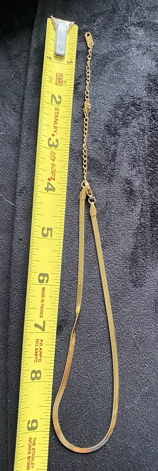 18K Solid Gold Herringbone Chain Necklace 10” 4mm Lobster Clasp