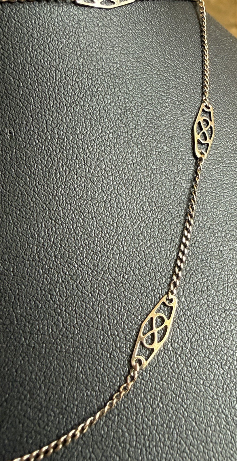 UnoAerre 14k GOLD Chain INFINITY Oval Stations Necklace 20″ ITALY Cool Bronze