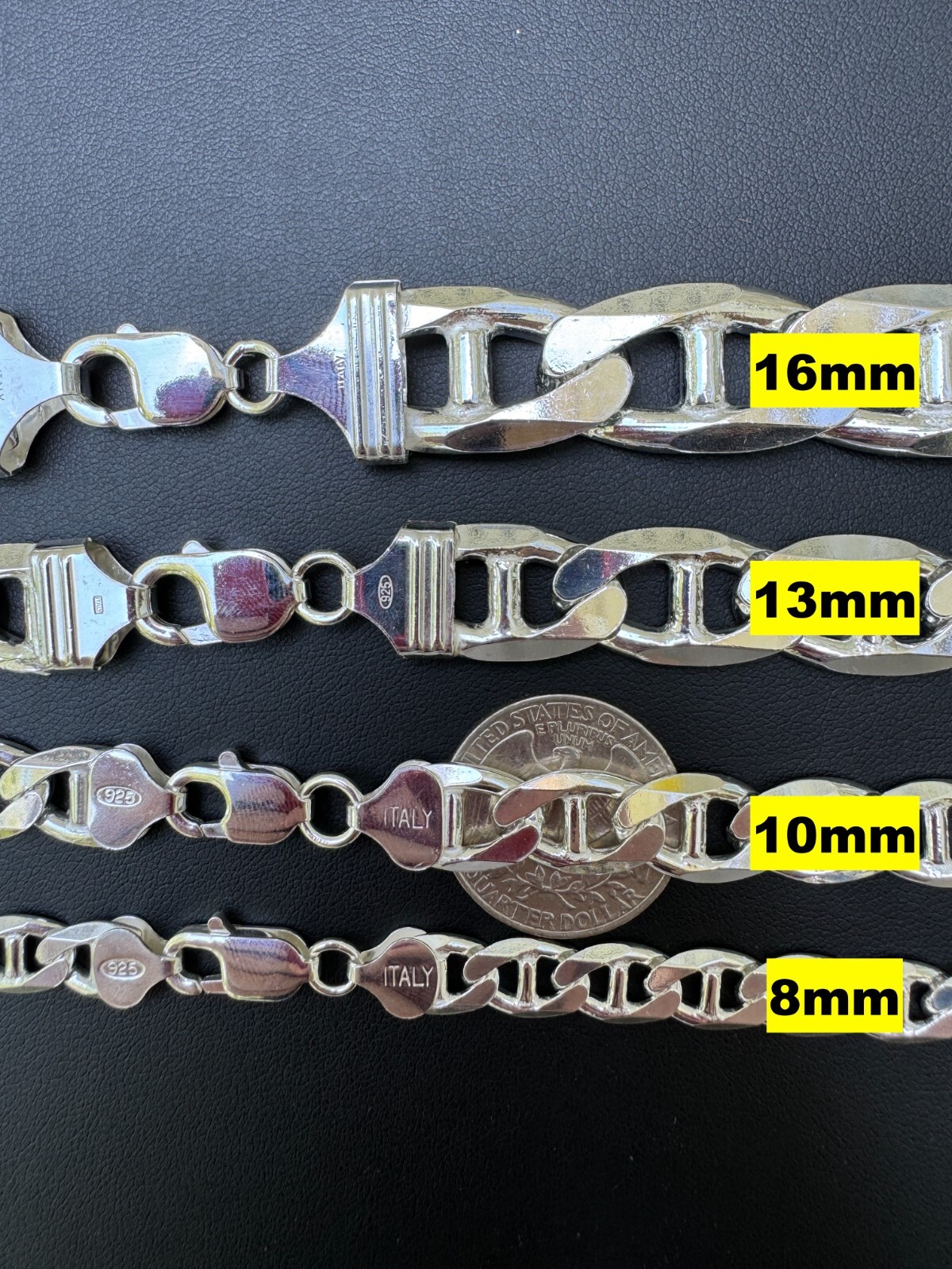 Real Solid 925 Sterling Silver Mariner Link Chain Or Bracelet ITALY 3-12mm Mens