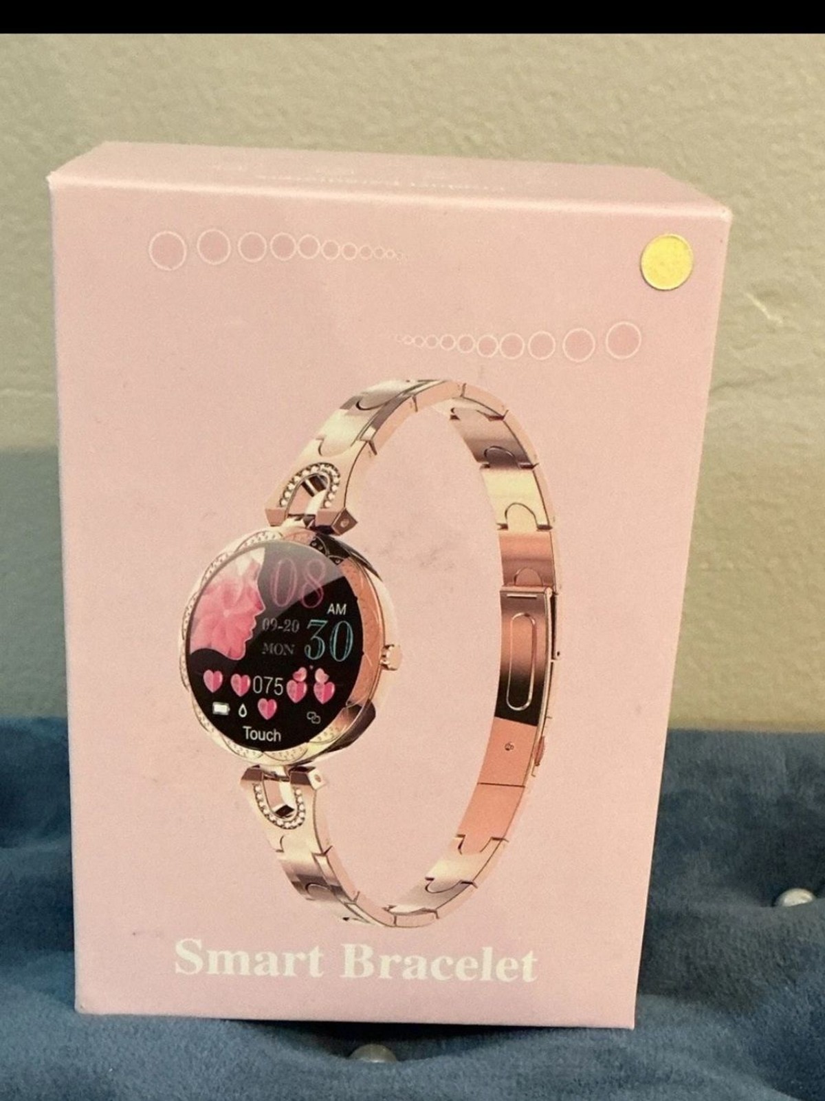 Rose Gold Smart Bracelet Watch Rhinestone Touch Screen Fitness Tracker w/ Box