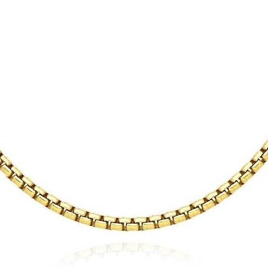 18K Yellow Gold Over Silver 1.7mm Solid Round Box Chain Necklace 16″-24″