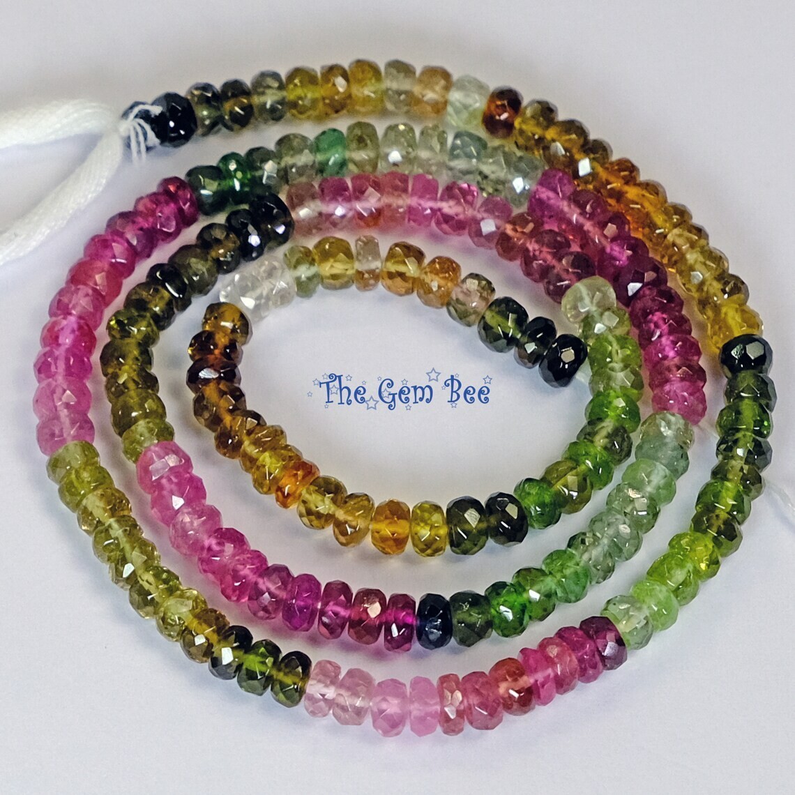 4.2mm Brazilian Tourmaline Faceted Rondelle Bead 16 inch strand