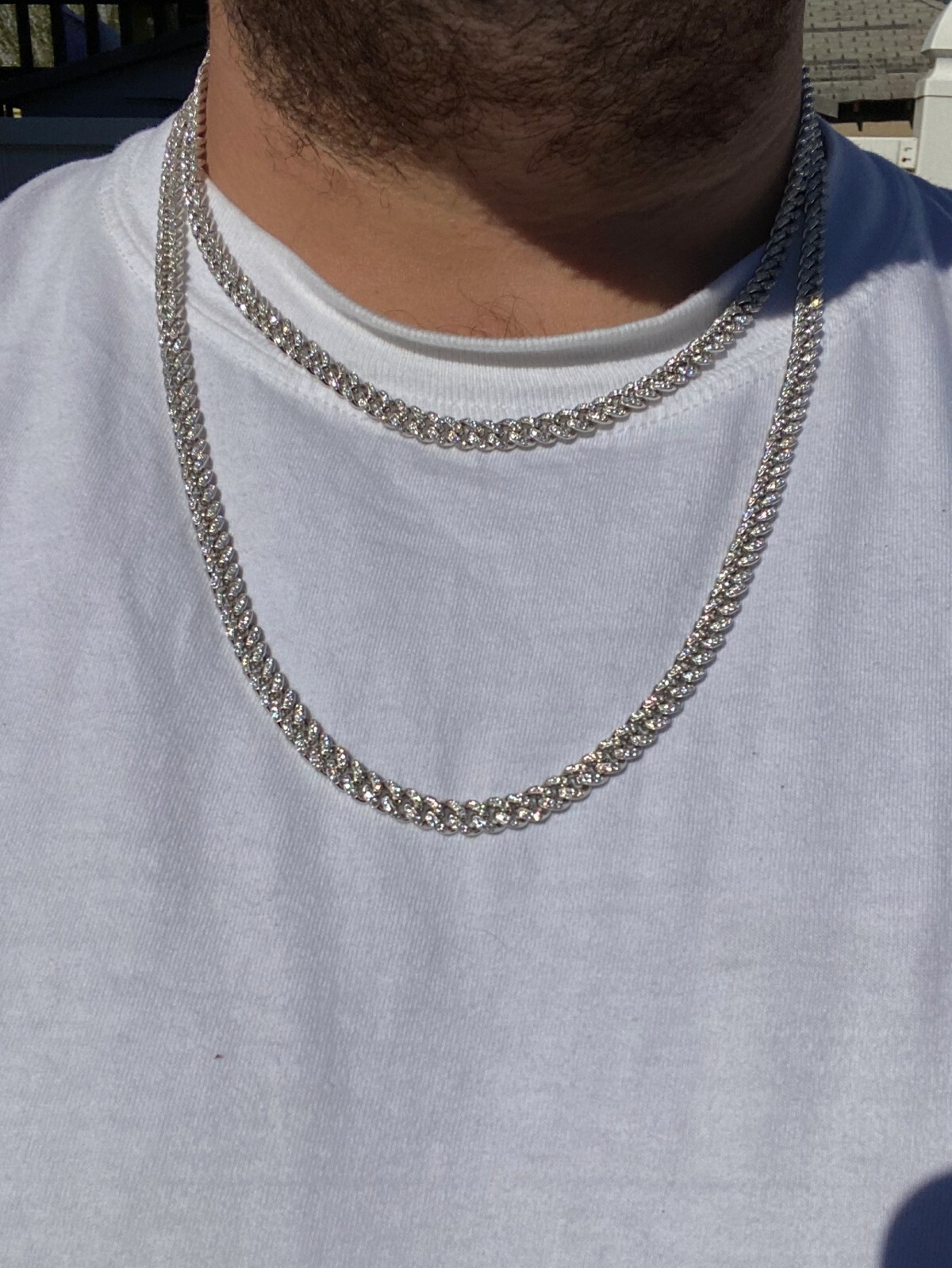 6mm Miami Cuban Iced Solid 925 Silver Chain Simulated Diamonds 16″ Choker – 30″