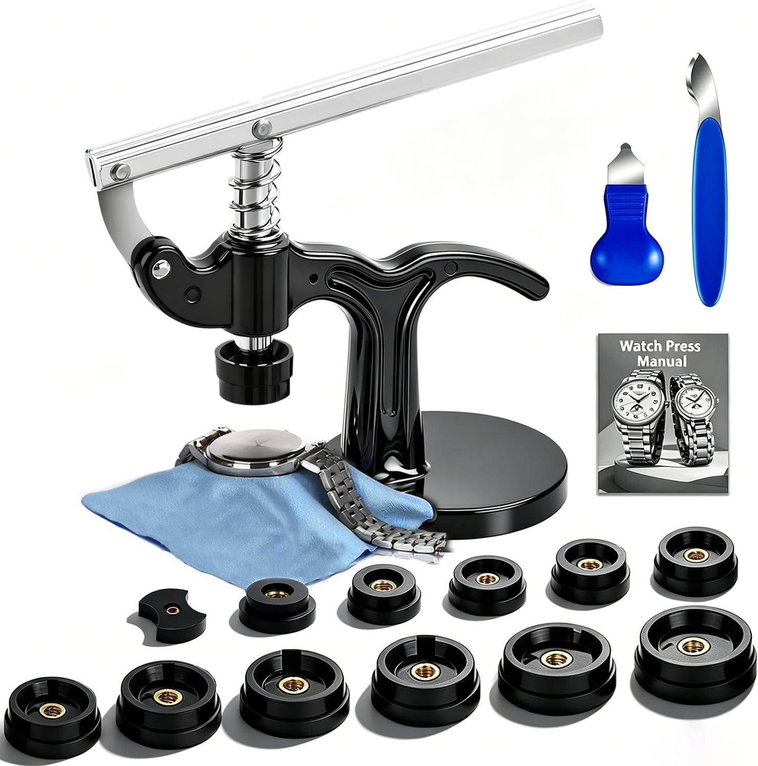 Watch Press Tool Set: 16PCs Watch Repair Kit With Operation Manual
