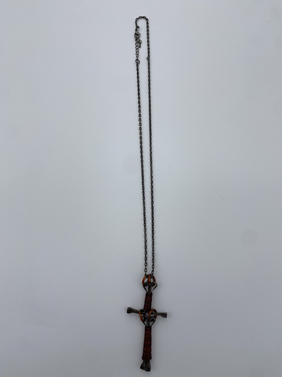 VTG Handmade Horseshoe Nail Cross Necklace – Copper Wire Wrapped Western Jewelry