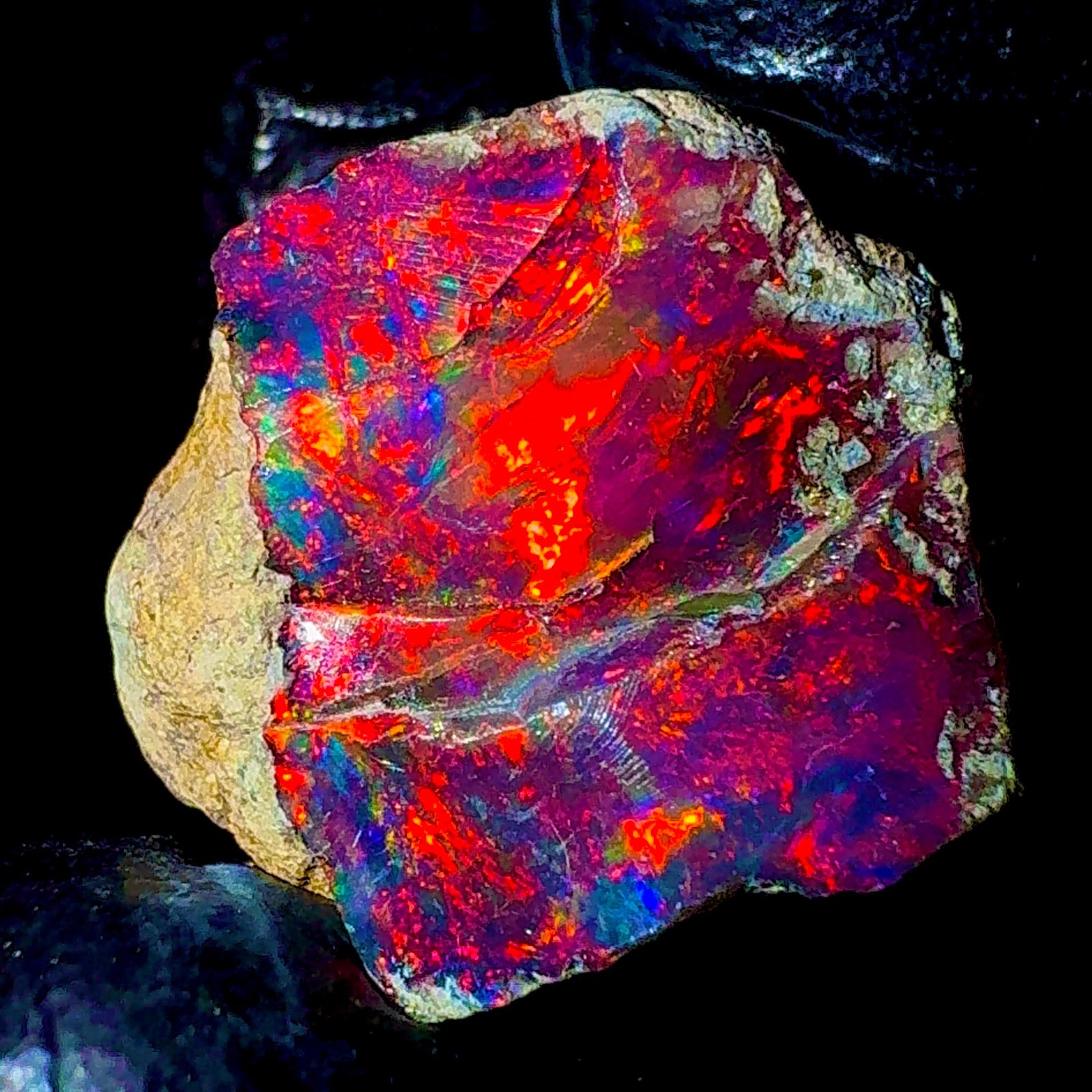 10 Ct Black dry Opal Rough, Cut Grade Fire Opal Rough, Ethiopian Multi Fire Opal
