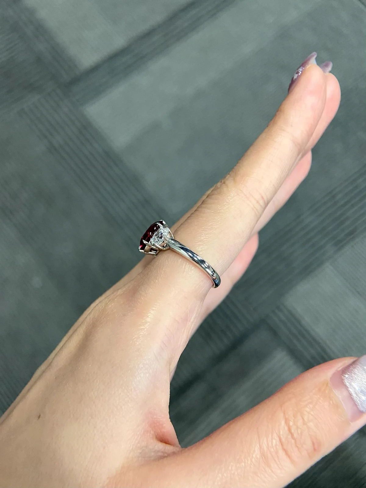 3.60 Ct Oval Cut Natural Ruby Diamond Engagement Ring 14K Solid White Gold 5