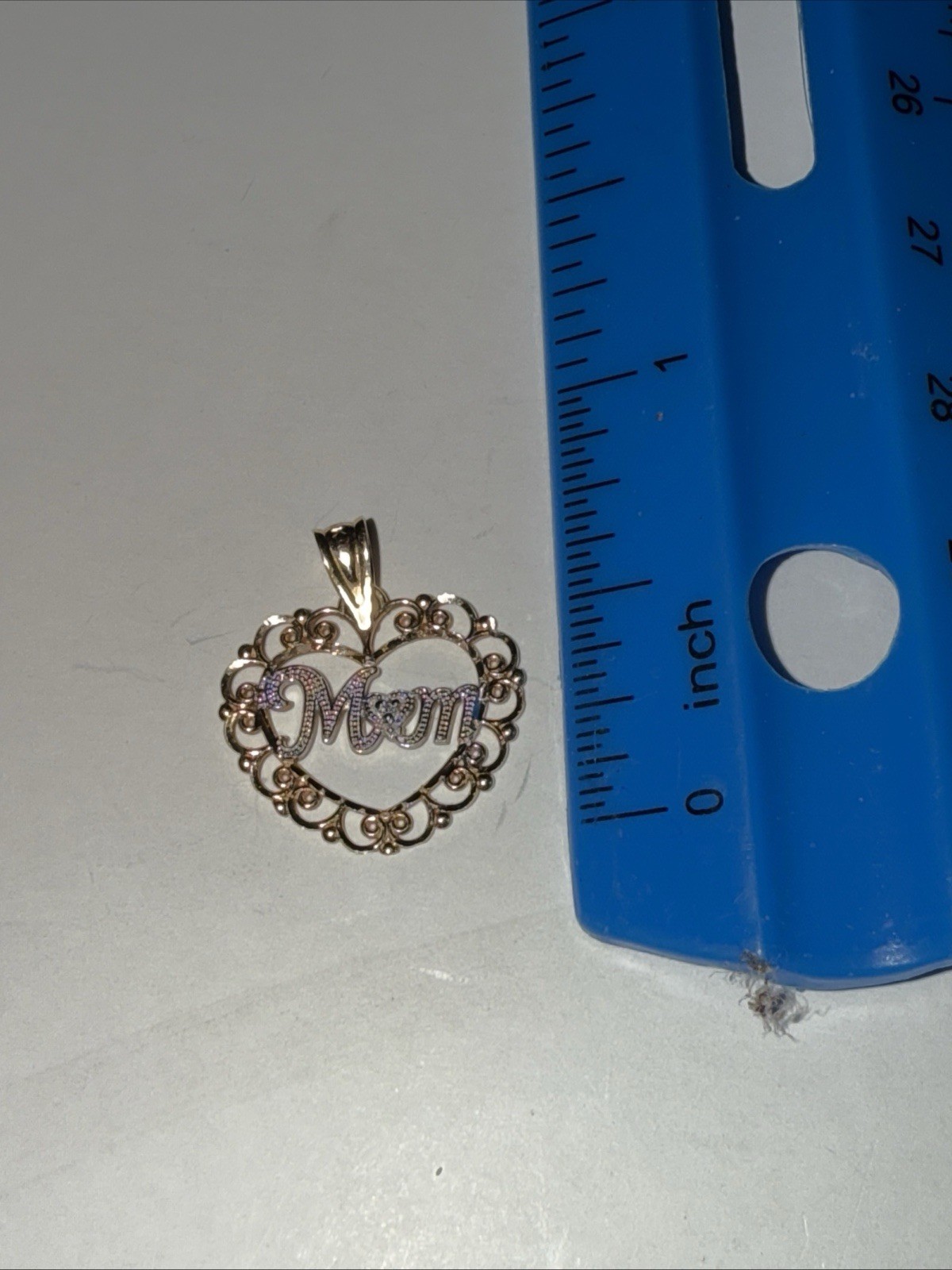 14k Yellow & White Gold Michael Anthony Diamond Mom Heart Necklace Pendant Charm