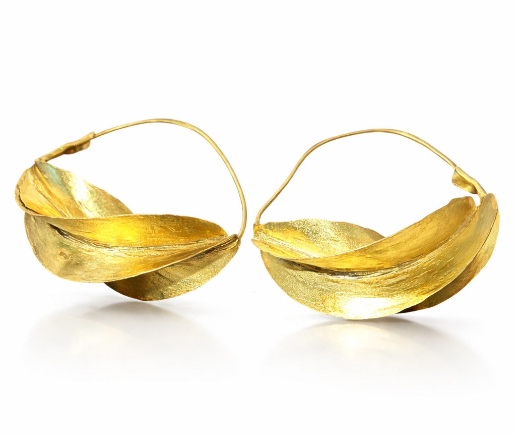 Artisan Golden Fulani Earrings Large– Traditional African Tribal Design