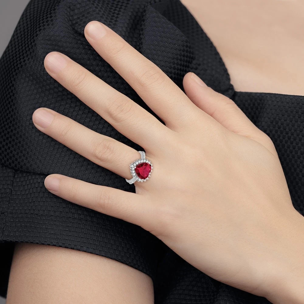 4.00 Ct Heart Cut Natural Ruby Diamond Engagement Ring 14K Solid White Gold 6