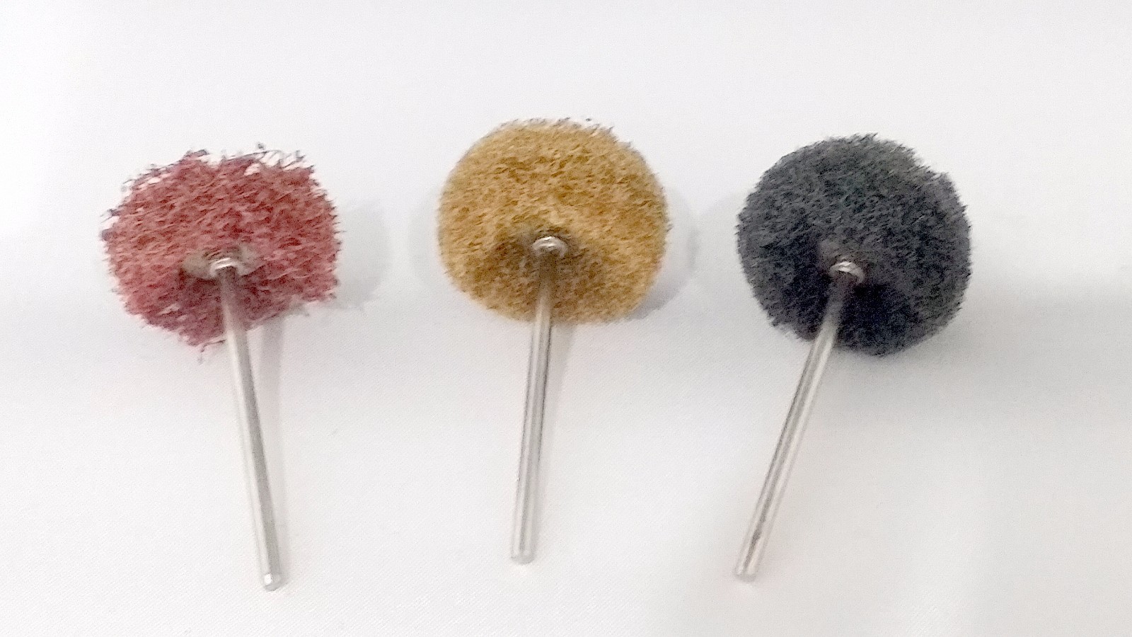 3pc Mix Satin Buffs 1″ Mounted 3/32″ shanks Matt Finish Two Tone Jewelry Watch