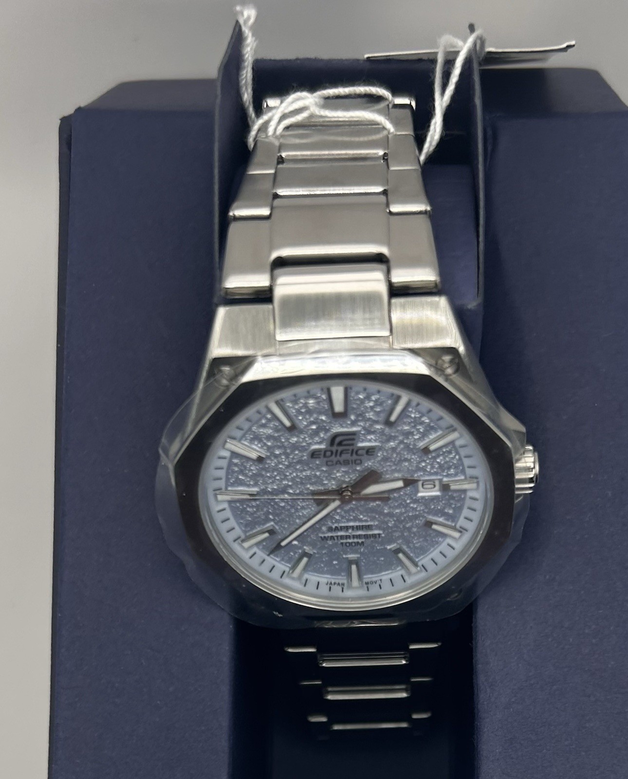 Casio Edifice Men’s Slim Octagonal Light Blue Textured Dial Quartz 40mm Watch