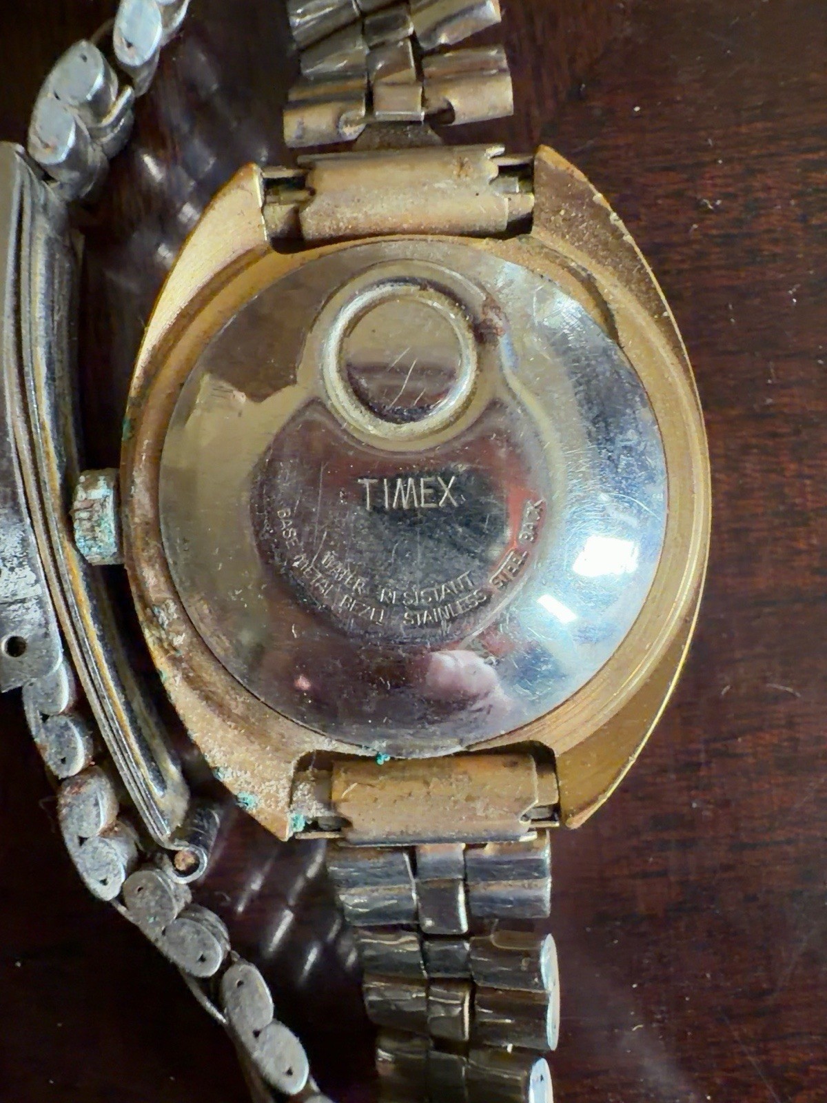 Timex Electric Vintage Analog Date Gold Tone Stainless Metal Bracelet Lot 2