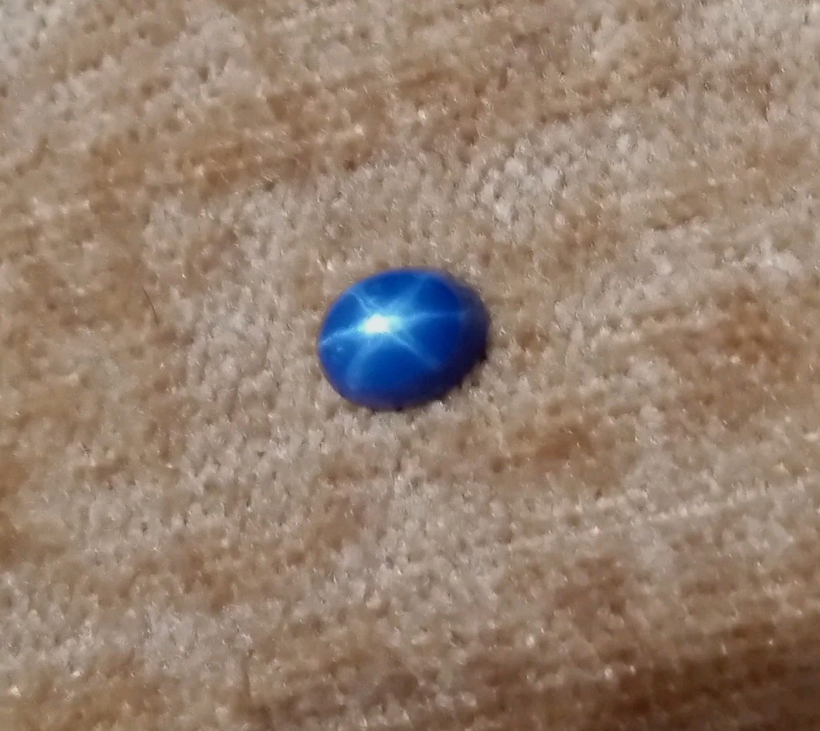 1.35ct Blue Star Sapphire 6 Rays GGIJ Certificate Oval Cabachon Diffused