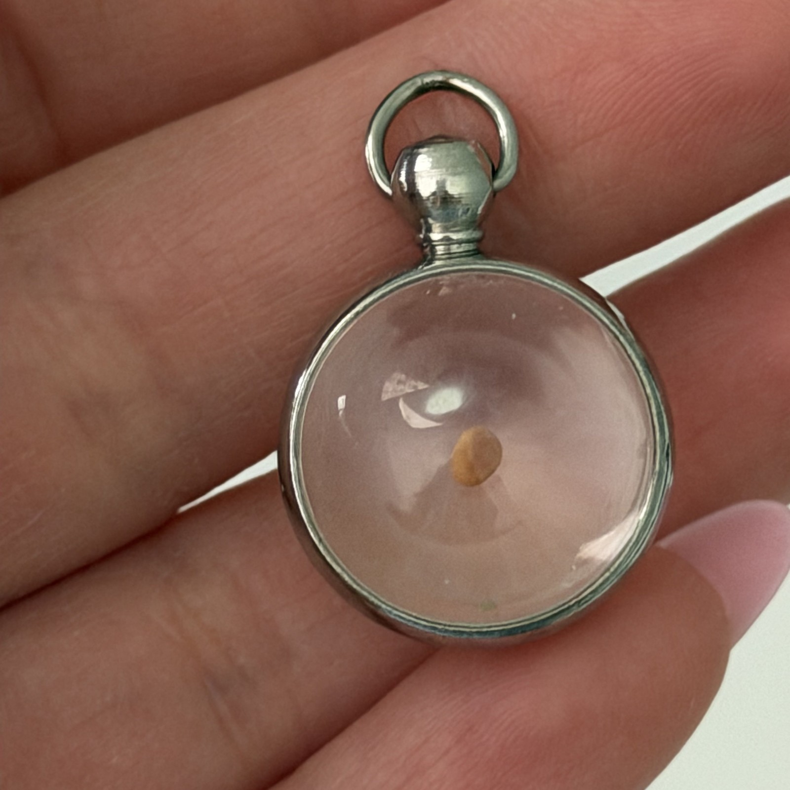 Vintage Mustard Seed Charm Pendant Pools Of Light Silver Tone