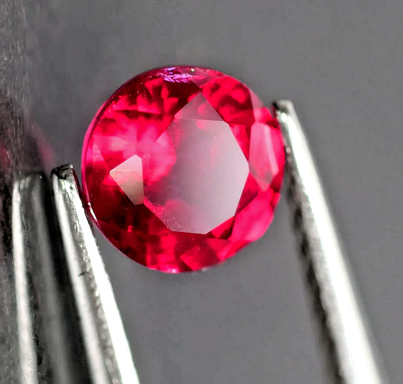 RUBY ROUND CUT RED PINK MAN MADE LAB GROWN GEM FINE FACETED THAILAND NICE AAA IF