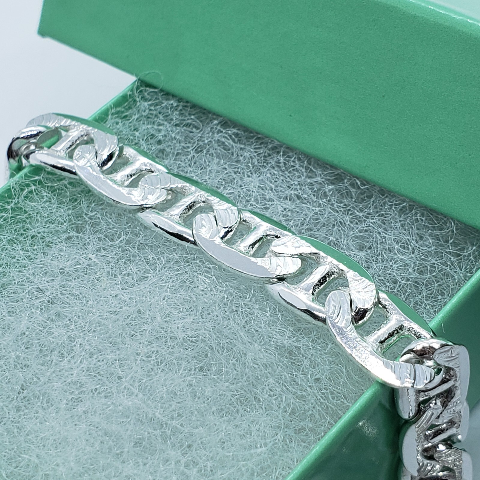 Sterling Silver D/C Flat Mariner Link Chain Necklace Bracelet 6.4 mm 7-30 inch