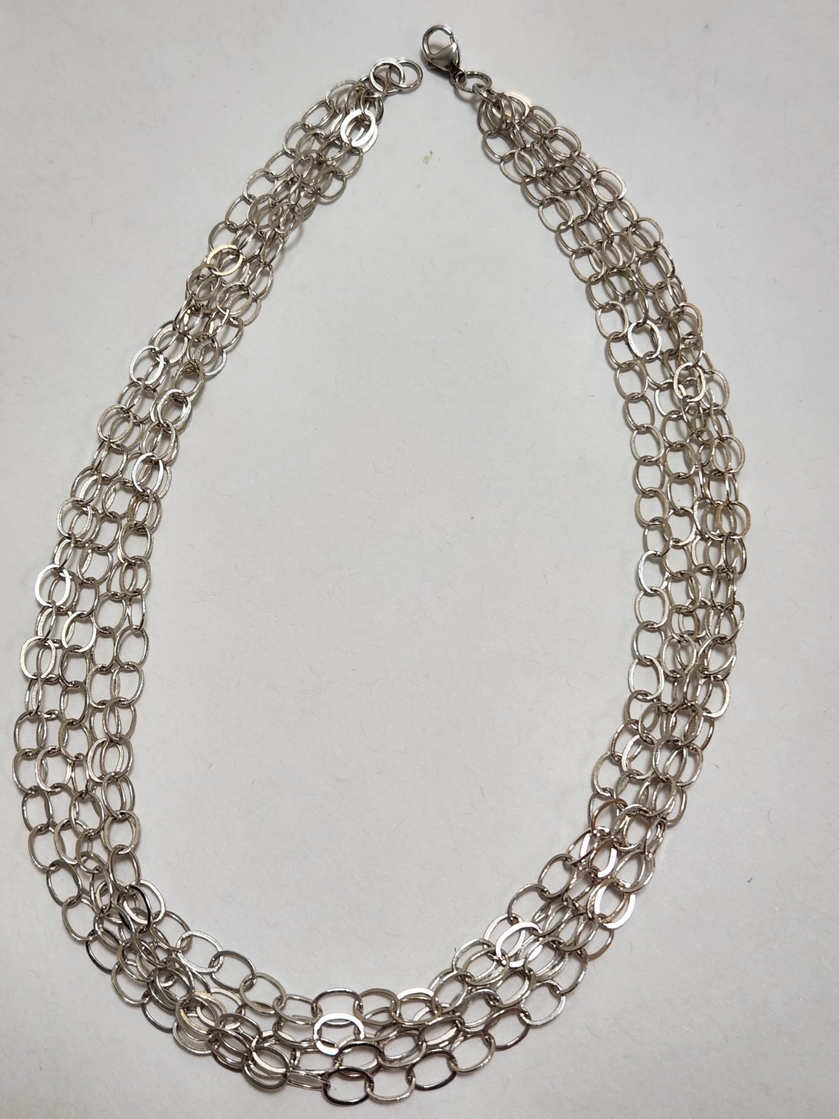 Trifari Silver Tone Chain Link Statement Necklace 18″ Adjustable